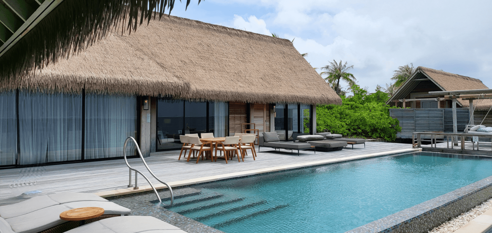 Artificial thatch roof villa at a resort